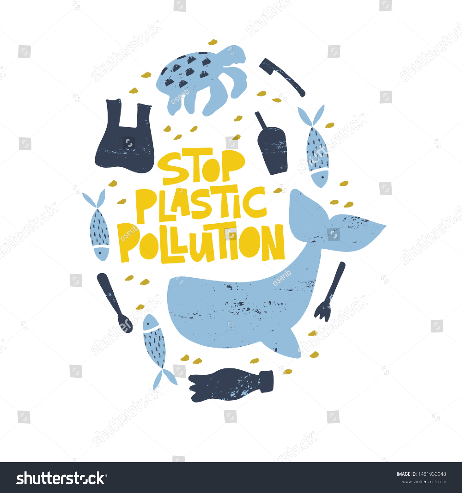 Plastic Pollution Word Concept Banner Environmental Stock Vector ...