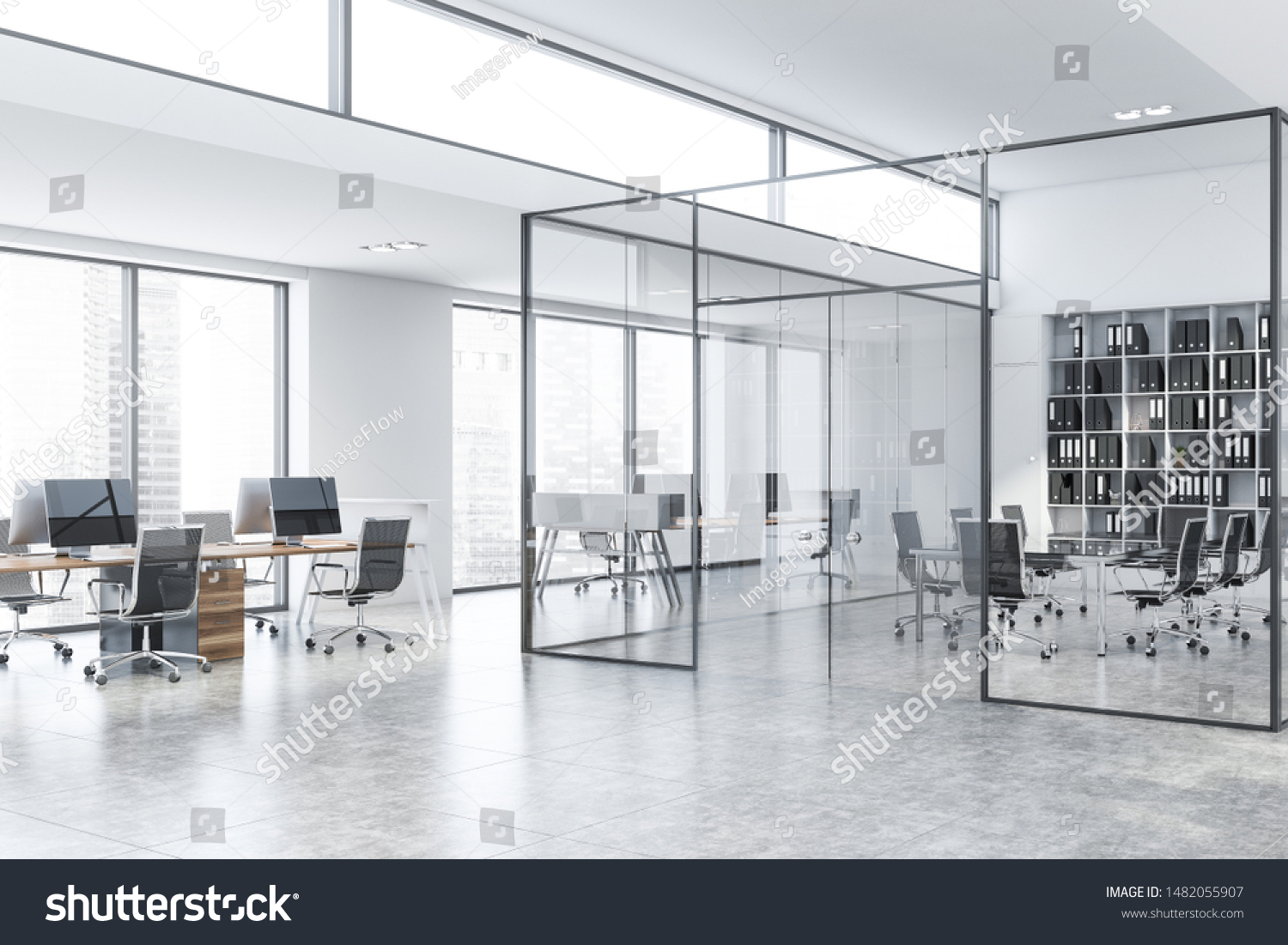 Corner Modern Conference Room Glass Walls Stock Illustration 1482055907 ...