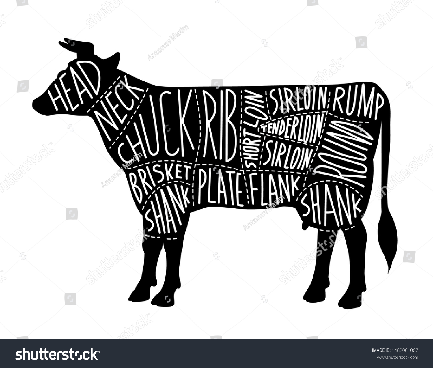 Meat Cuts Decorative Chart Butcher Shop Stock Vector (Royalty Free ...