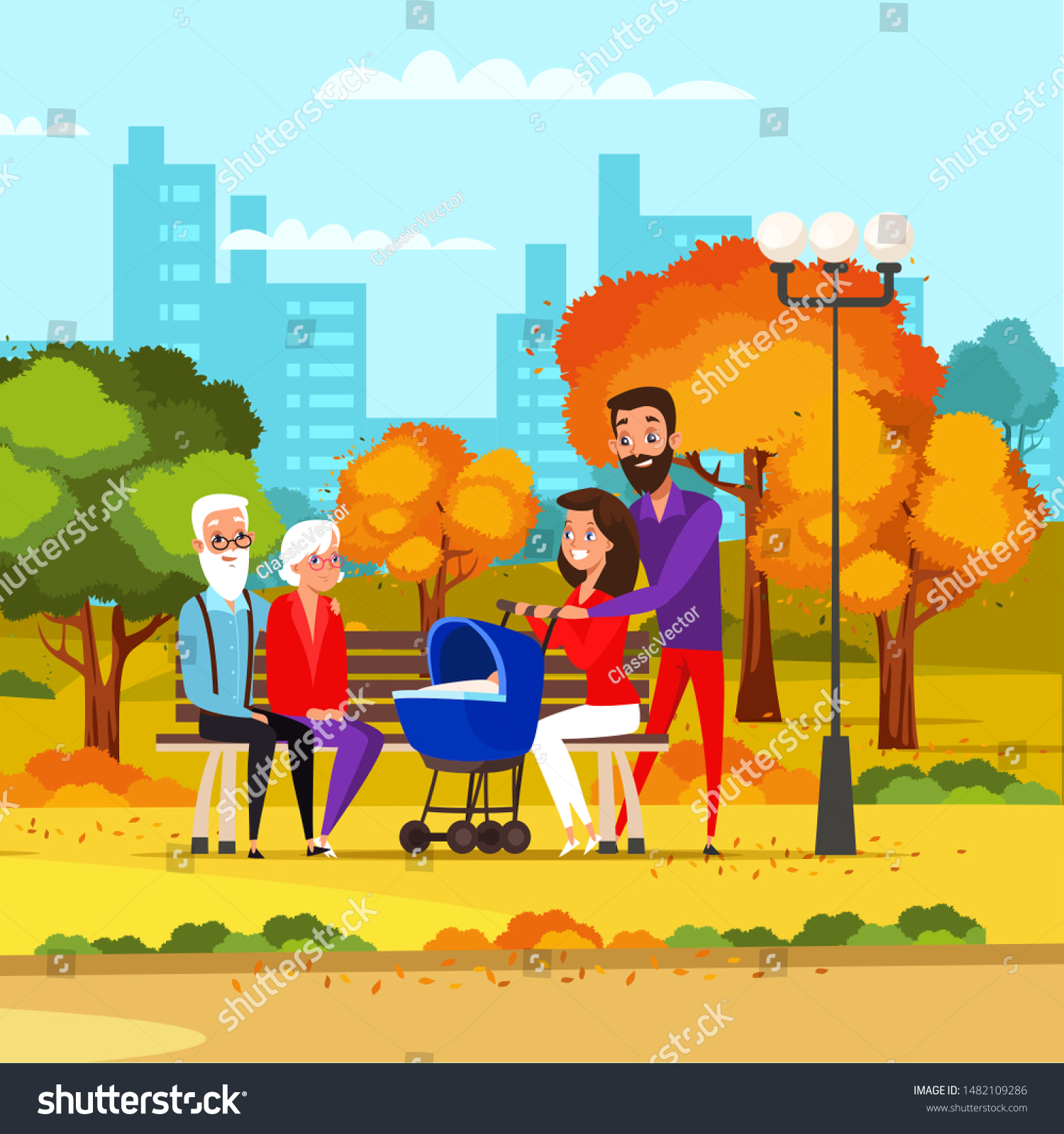 Family Recreation Park Flat Vector Illustration Stock Vector (Royalty ...