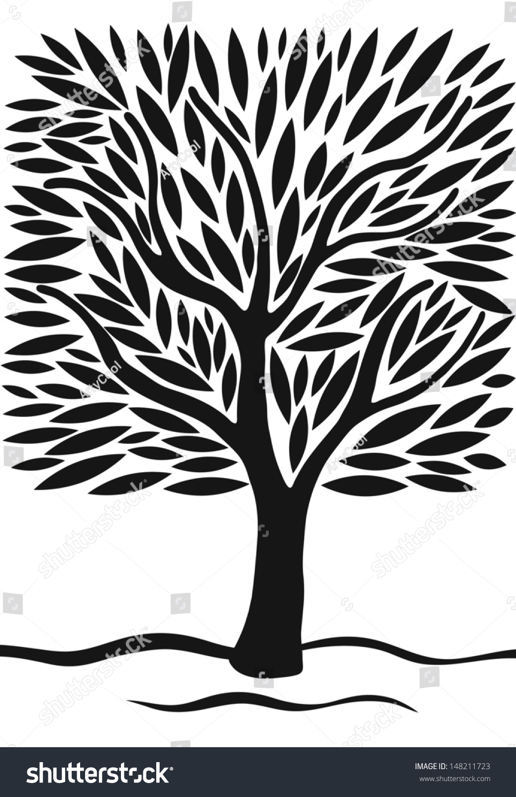 Black Tree Silhouette Isolated On White Stock Vector (royalty Free 