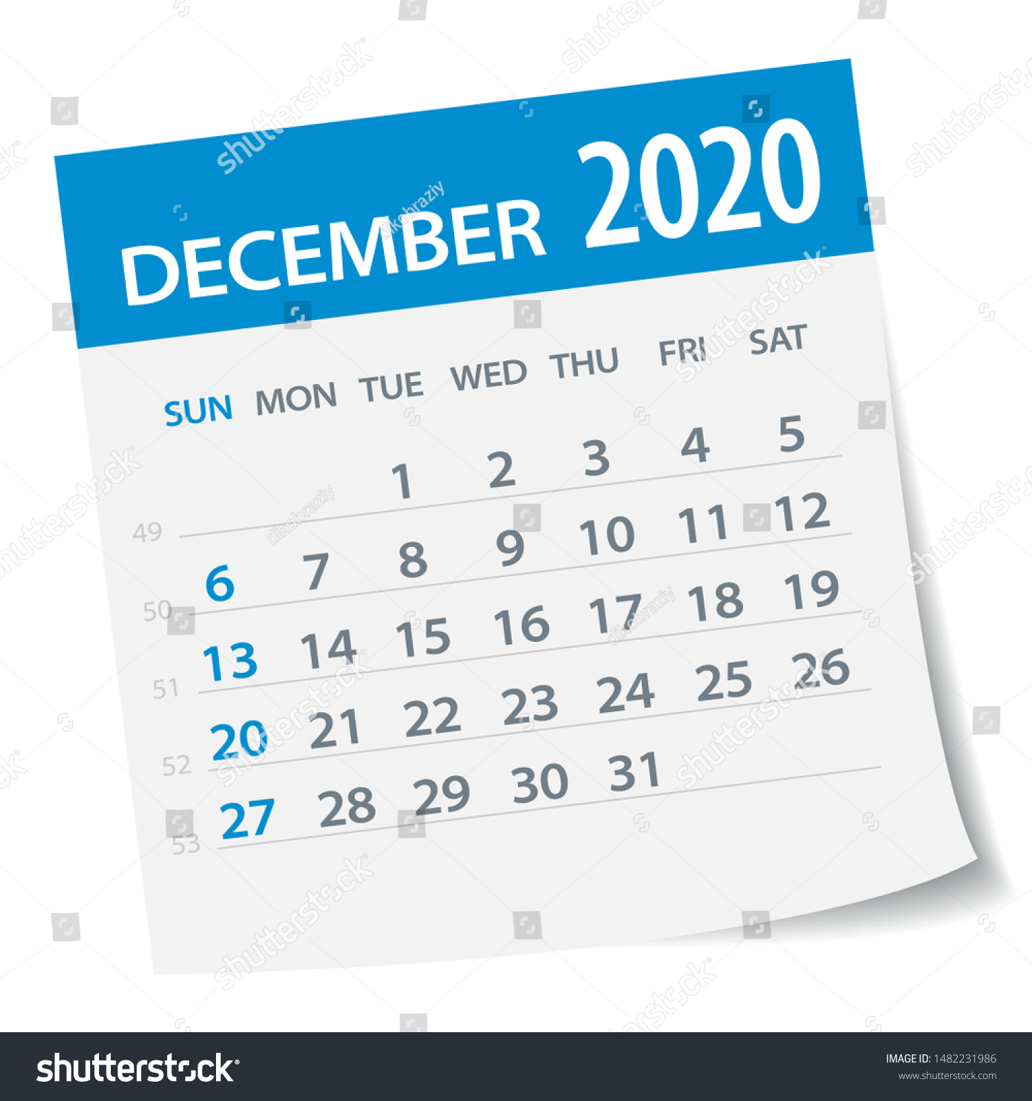 December 2020 Calendar Leaf Illustration Vector Stock Vector (Royalty ...