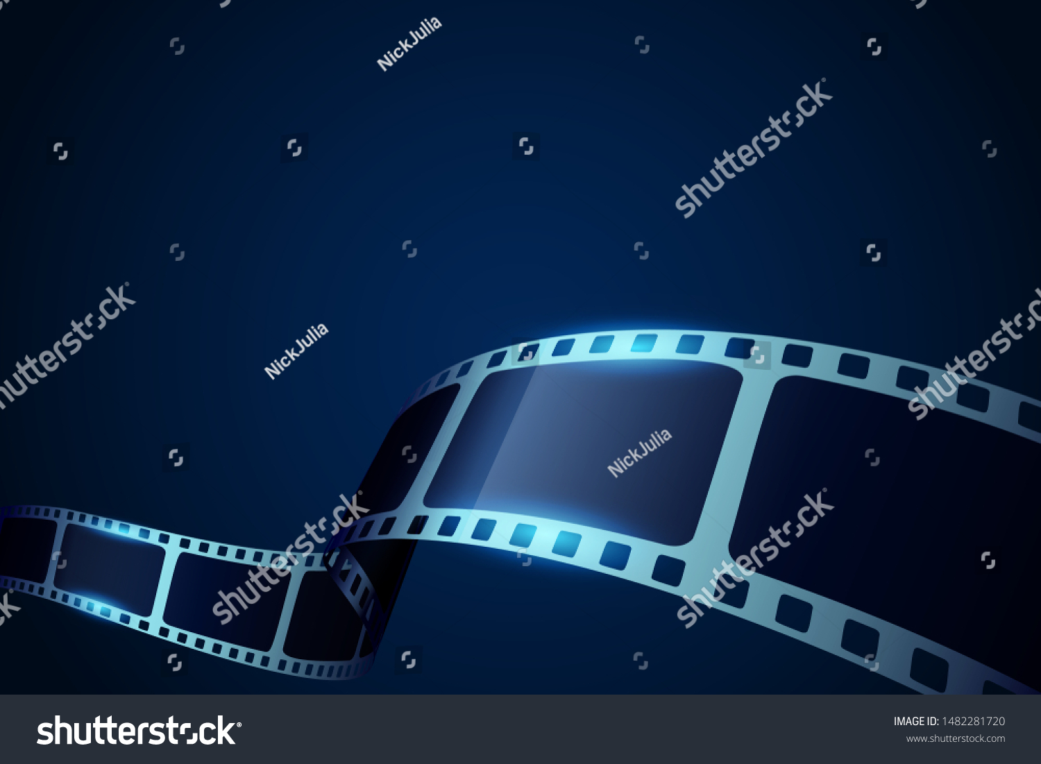 Cinema Blue Background Film Reel Realistic Stock Vector (Royalty Free ...