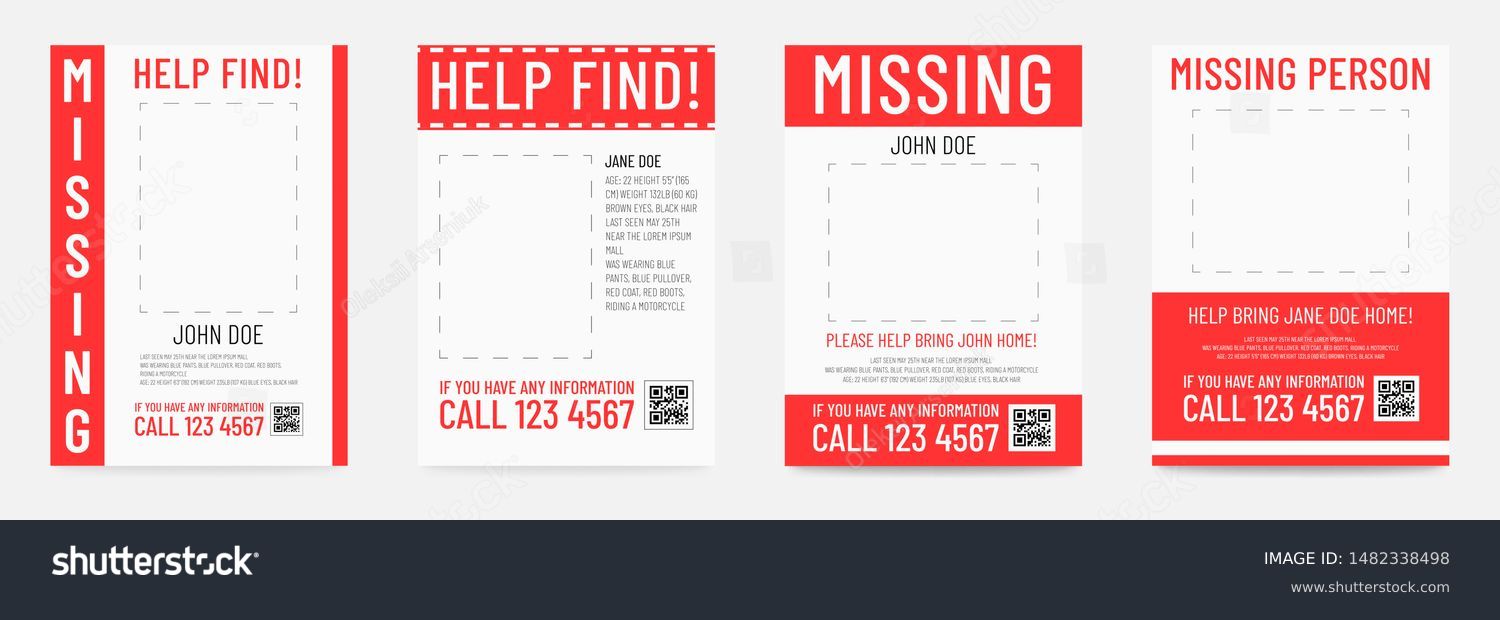 Missing Person Poster Help Find Placard Stock Vector (Royalty Free ...