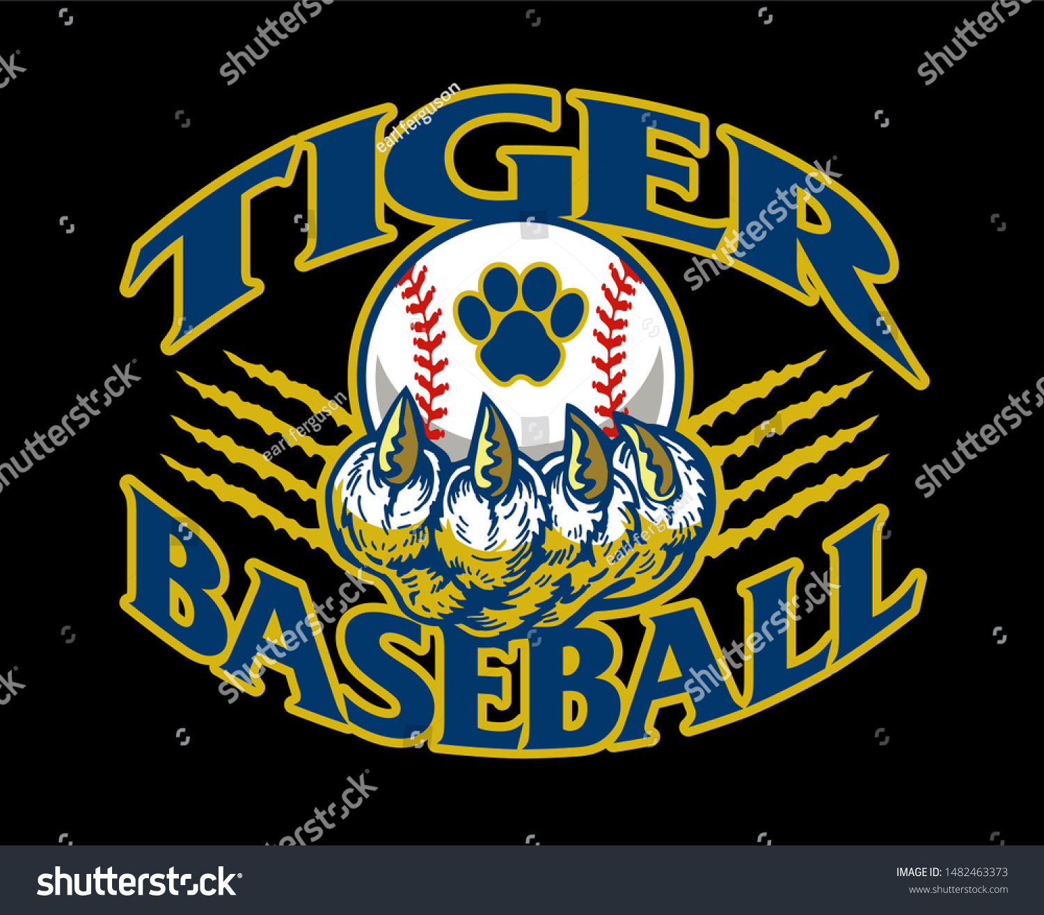 Tiger Baseball Team Design Mascot Claw Stock Vector (Royalty Free ...