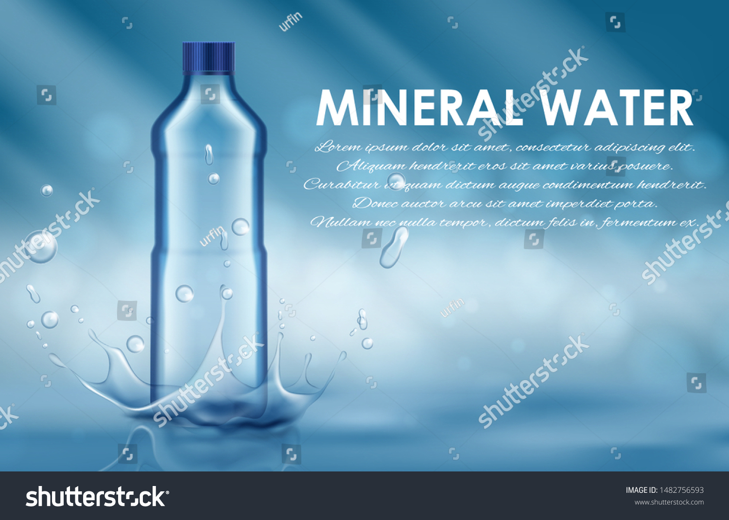 Bottle Water Splash On Blue Background Stock Vector (Royalty Free ...