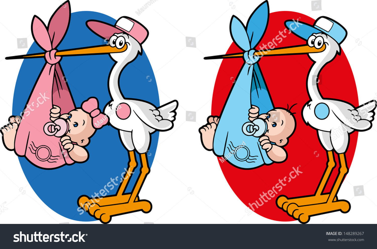 Два аиста с новорожденными
