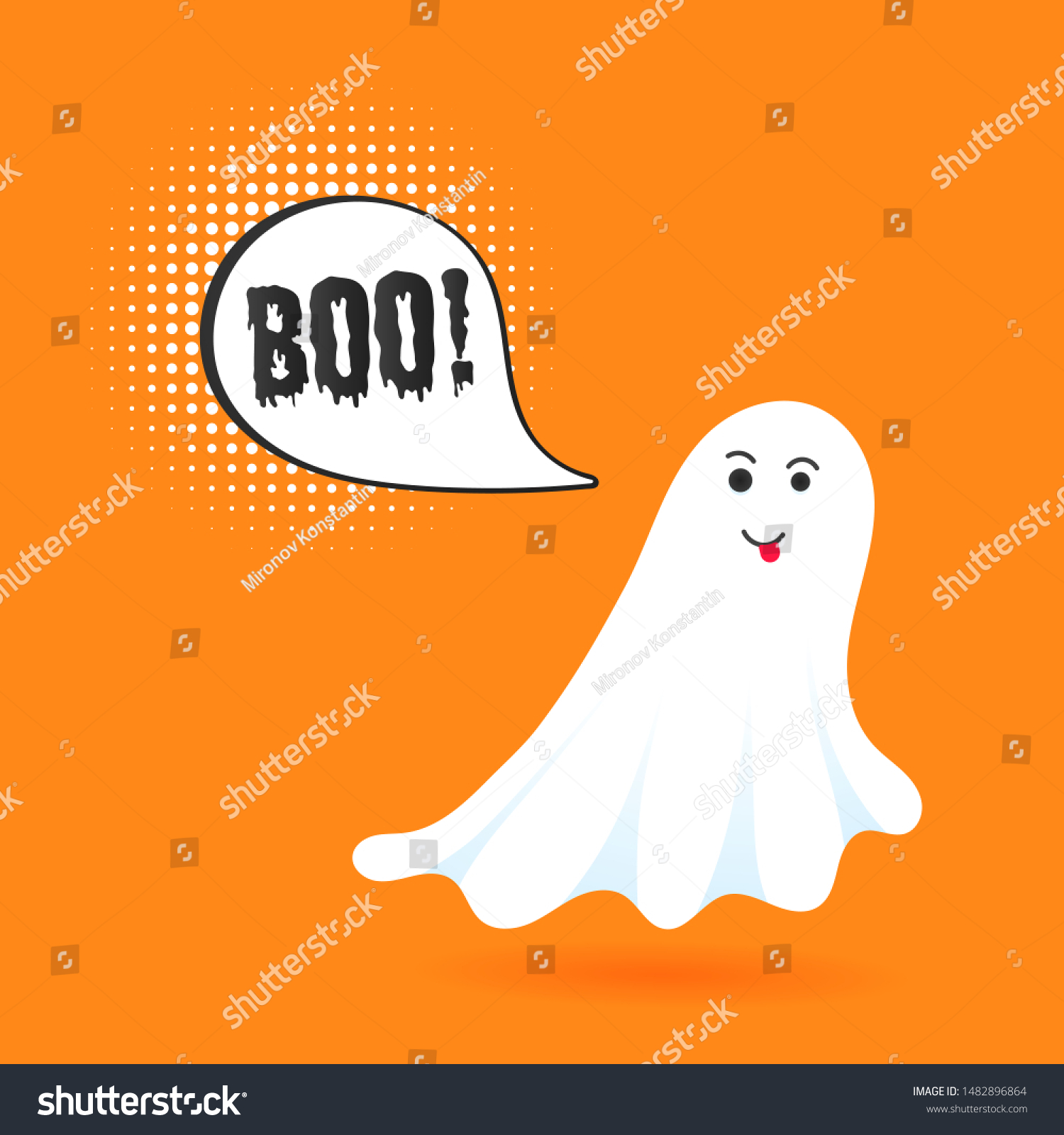 Flying Halloween Funny Spooky Ghost Character Stock Vector (Royalty ...