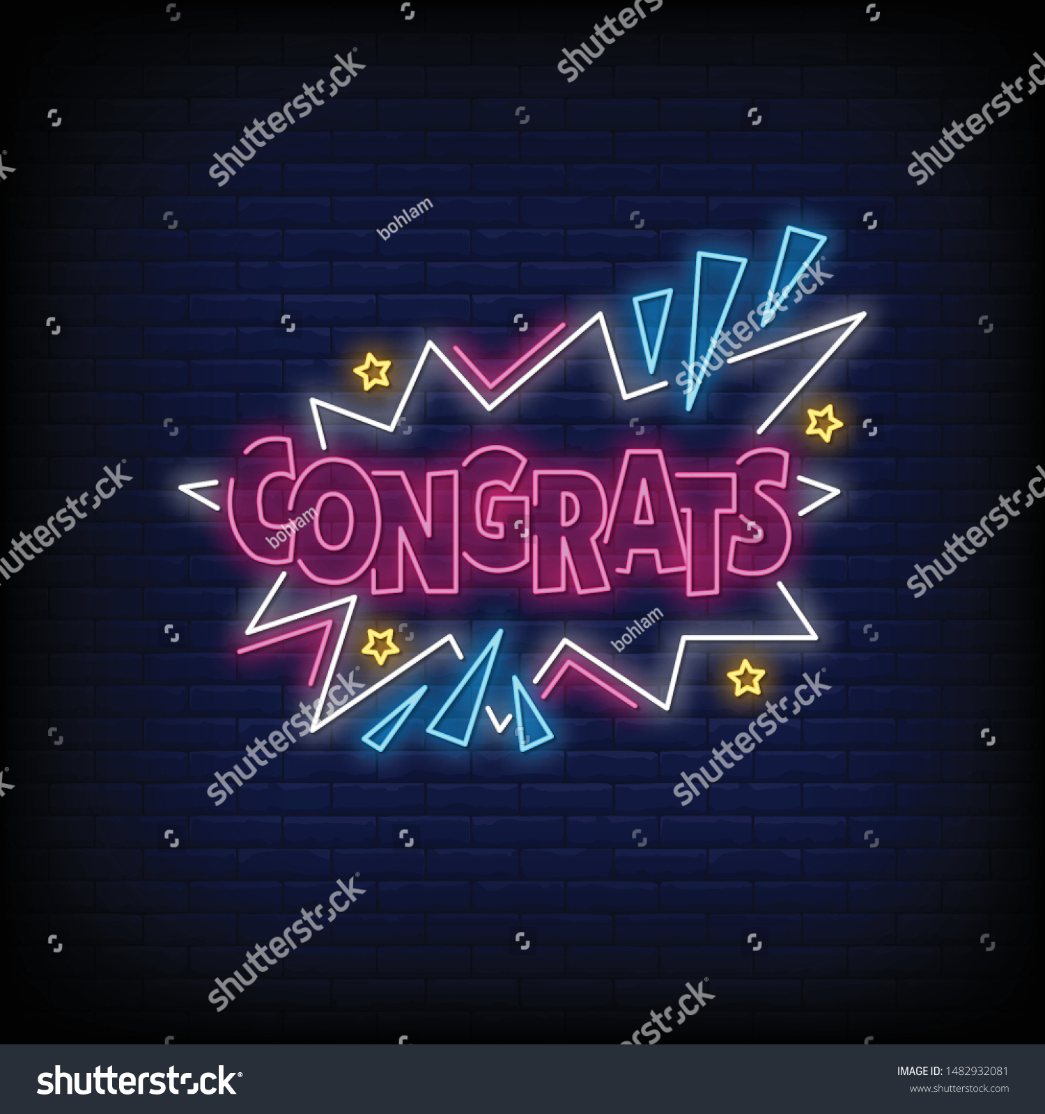 Congrats Poster Neon Style Congrats Neon Stock Vector (Royalty Free ...