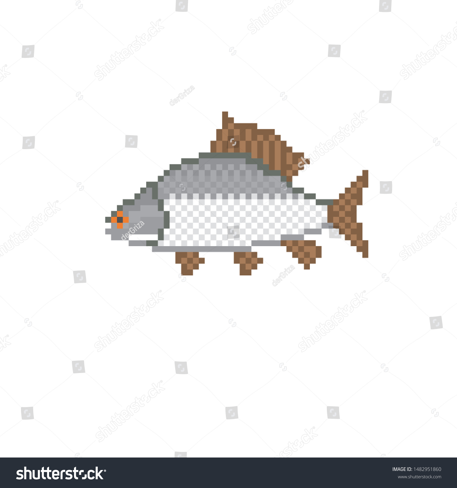 Carp Pixel Art Icon 8bit Element Stock Vector (Royalty Free) 1482951860 ...