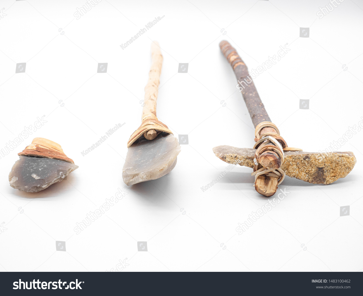 Replicas Primal Stone Tools Wooden Handles Stock Photo 1483100462 ...