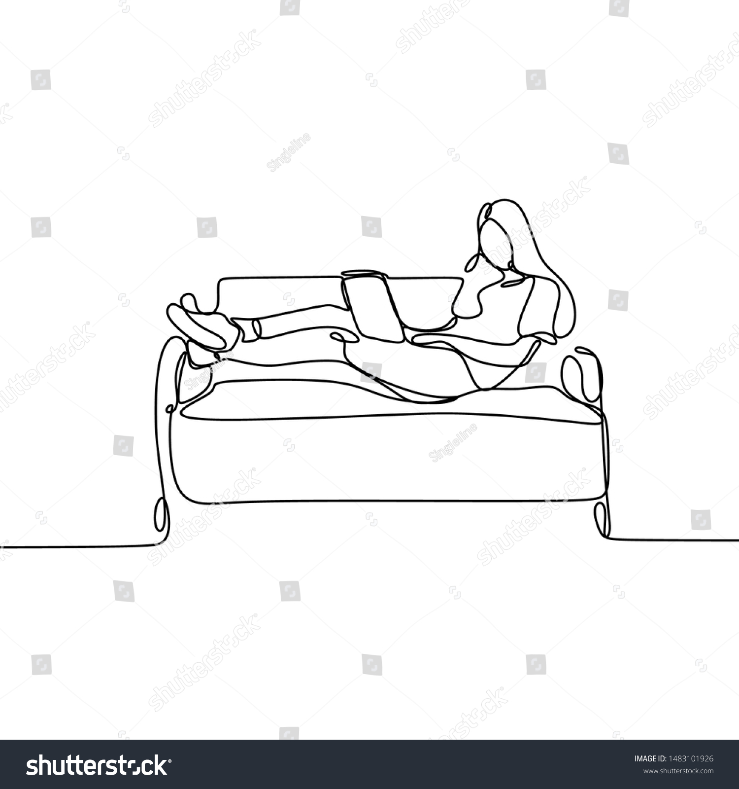 Рисованный человек лежачий на диване