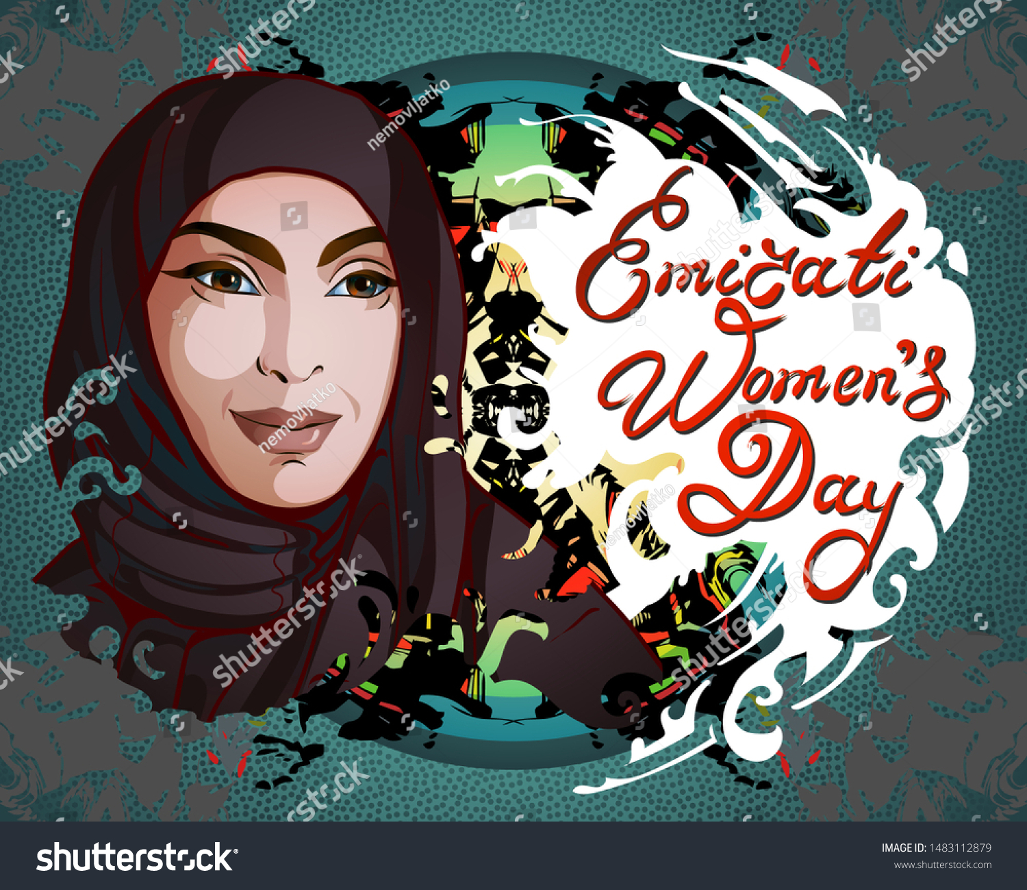 Illustration Dedicated Emirati Womens Day Portrait Stock Vector ...