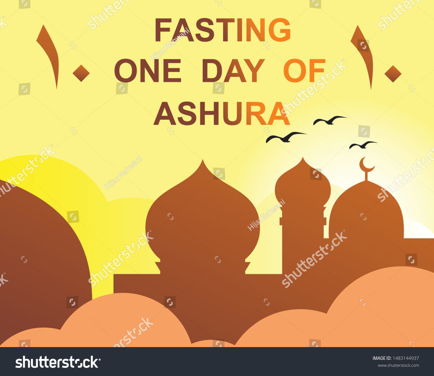 Fasting One Day Ashura 10th Muharram Stock Vector (Royalty Free