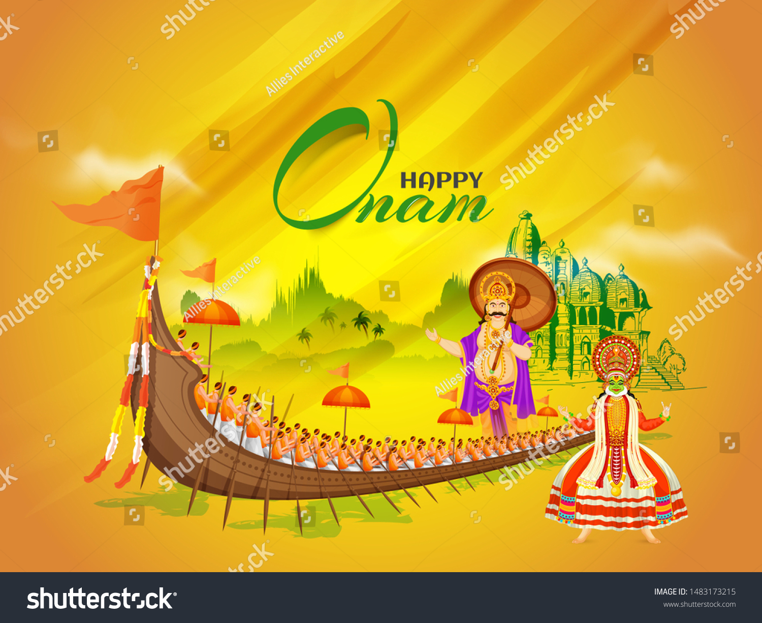 Beautiful Happy Onam Festival Poster Banner Stock Vector (Royalty Free ...