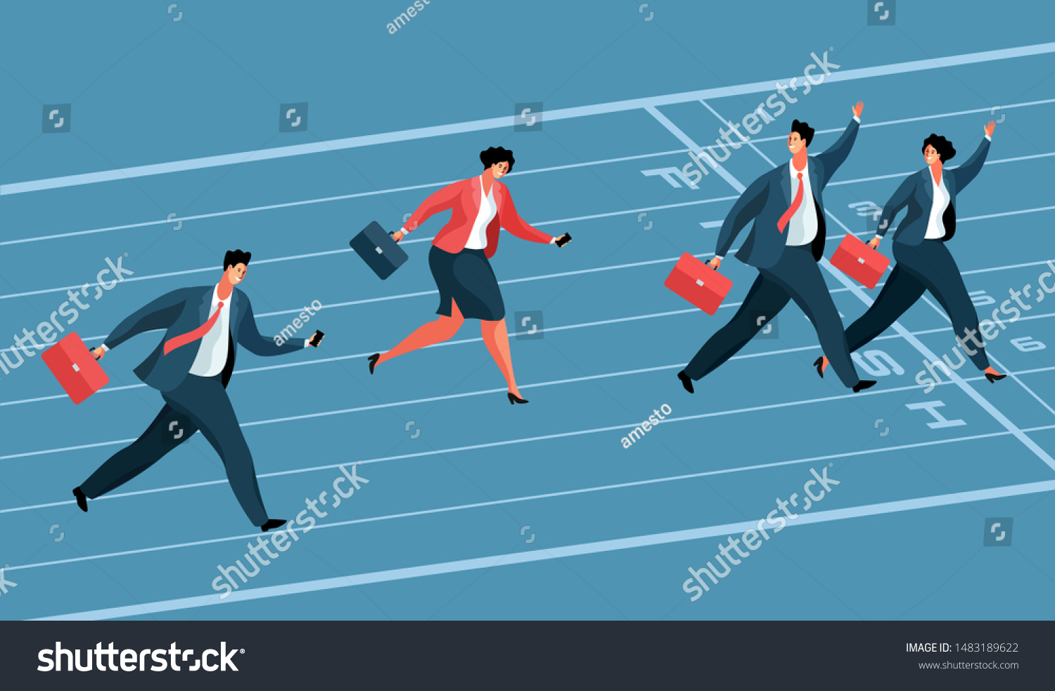 Business Competition Concept Businessmen Business Women Stock Vector ...