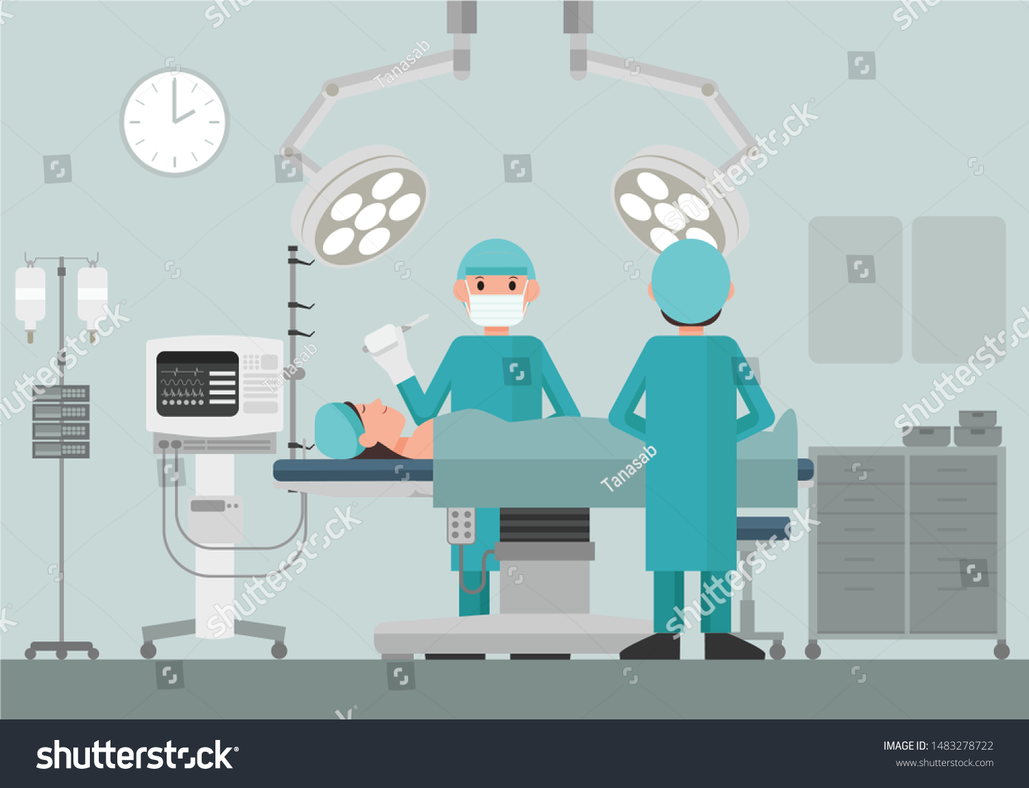 Surgery Team Operating Medical Team Performing Stock Vector (Royalty ...