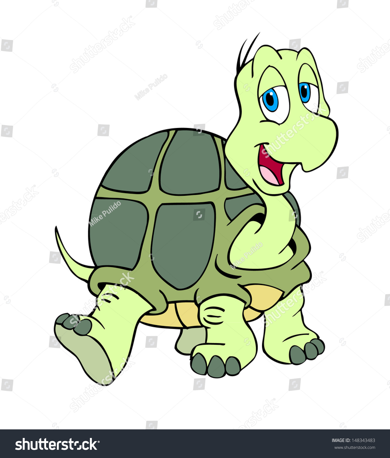 Hand Drawn Cartoon Turtlecute Turtle Stock Illustration 148343483 ...