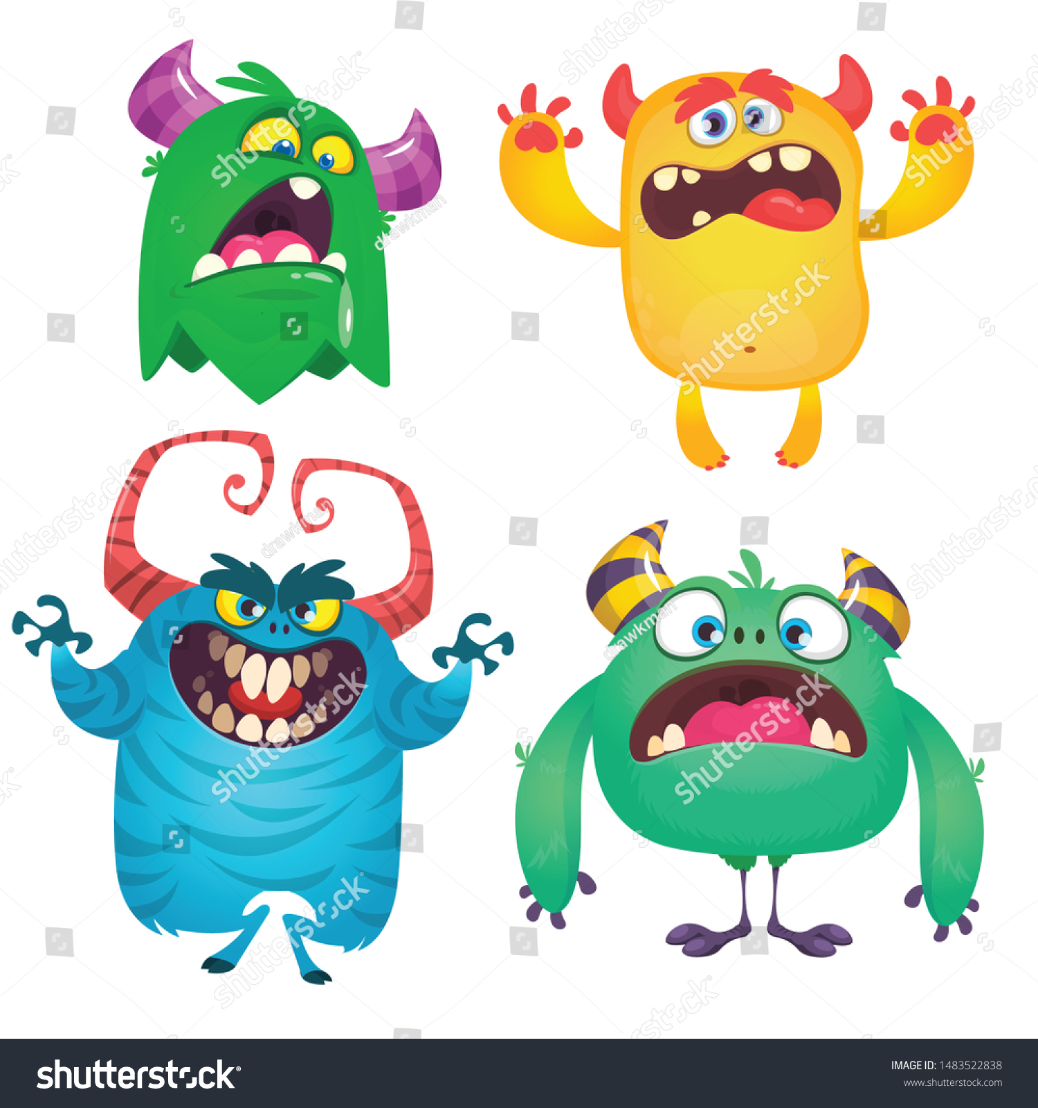 Cute Cartoon Monsters Set Cartoon Monsters Stock Vector (Royalty Free ...