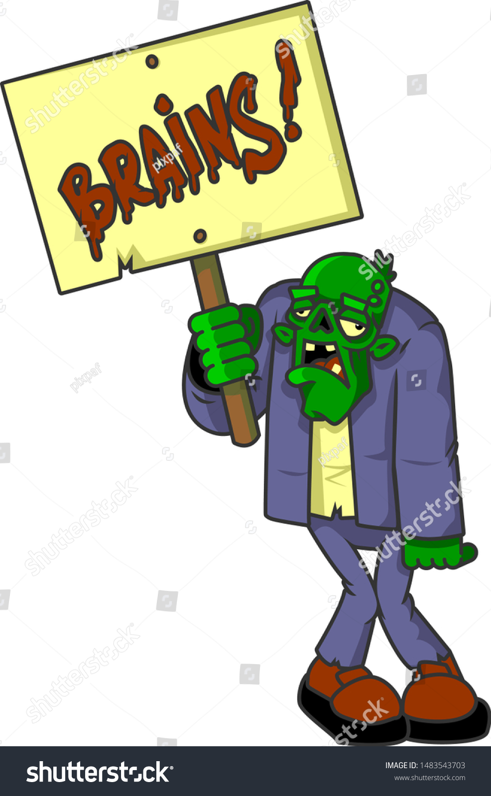 Zombie Cartoon Character Holding Sign Board Stock Vector Royalty Free Shutterstock