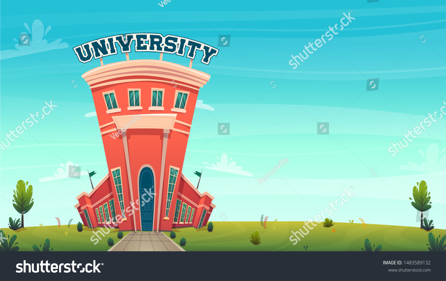 Campus University Building Vector Illustration Education Stock Vector ...