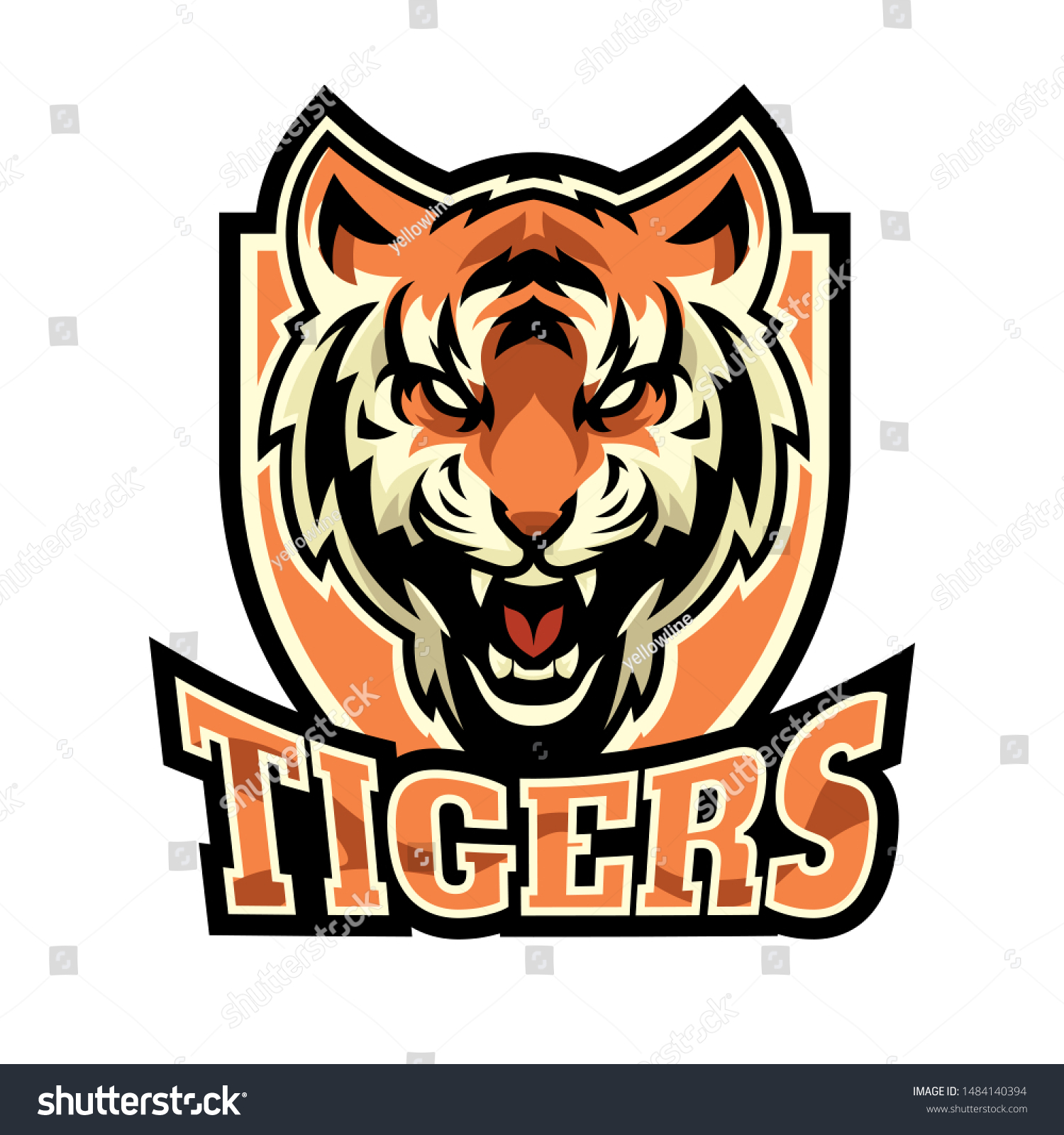 Angry Tiger Mascot Vector Logo Badge Stock Vector (Royalty Free ...