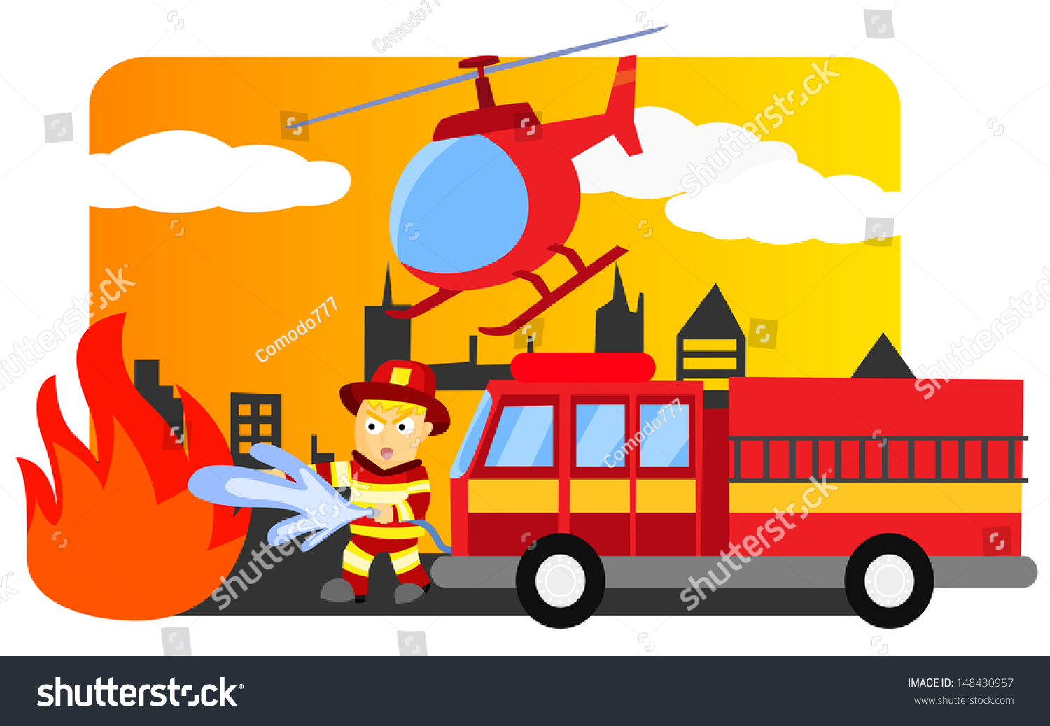 Пожарная безопасность пожарная машина тушит