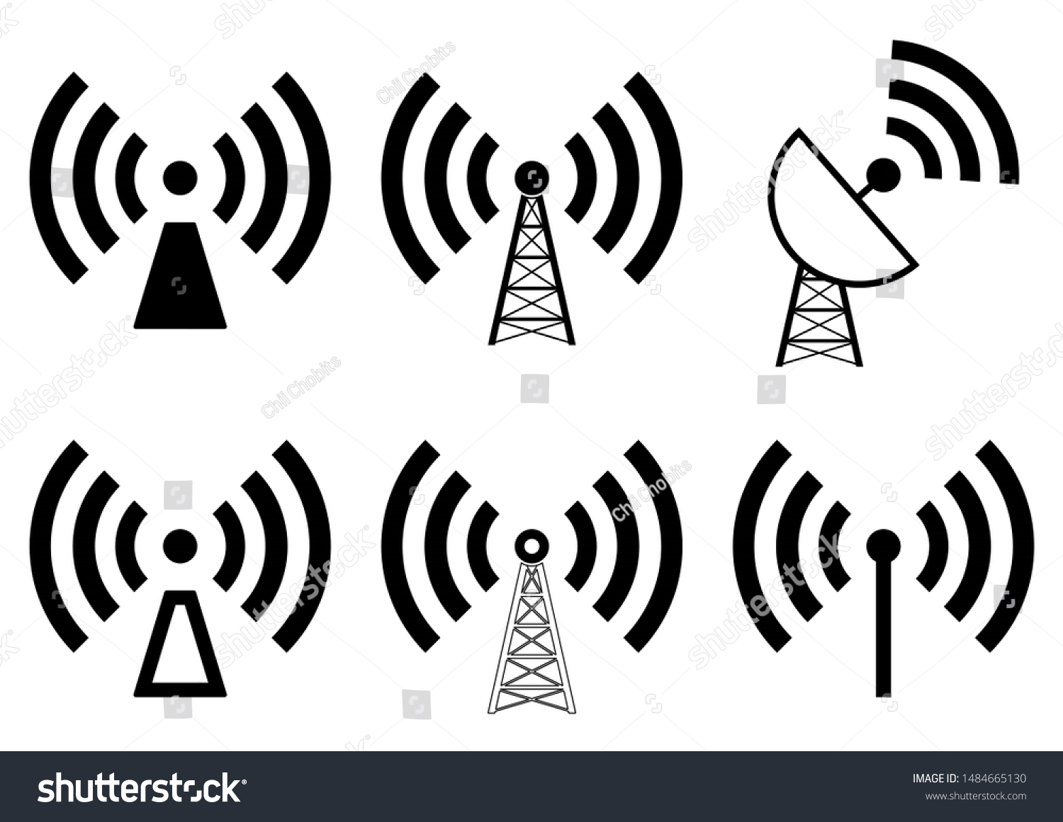 High Level Radio Frequency Icon Set Stock Illustration 1484665130 ...