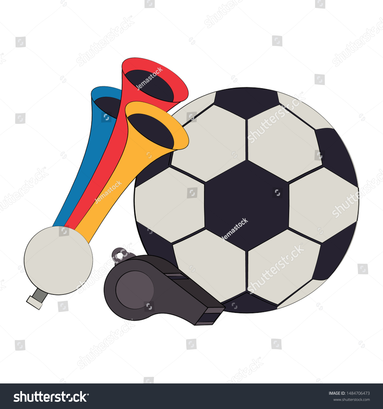 Soccer Football Sport Game Ball Horns Stock Vector (Royalty Free ...