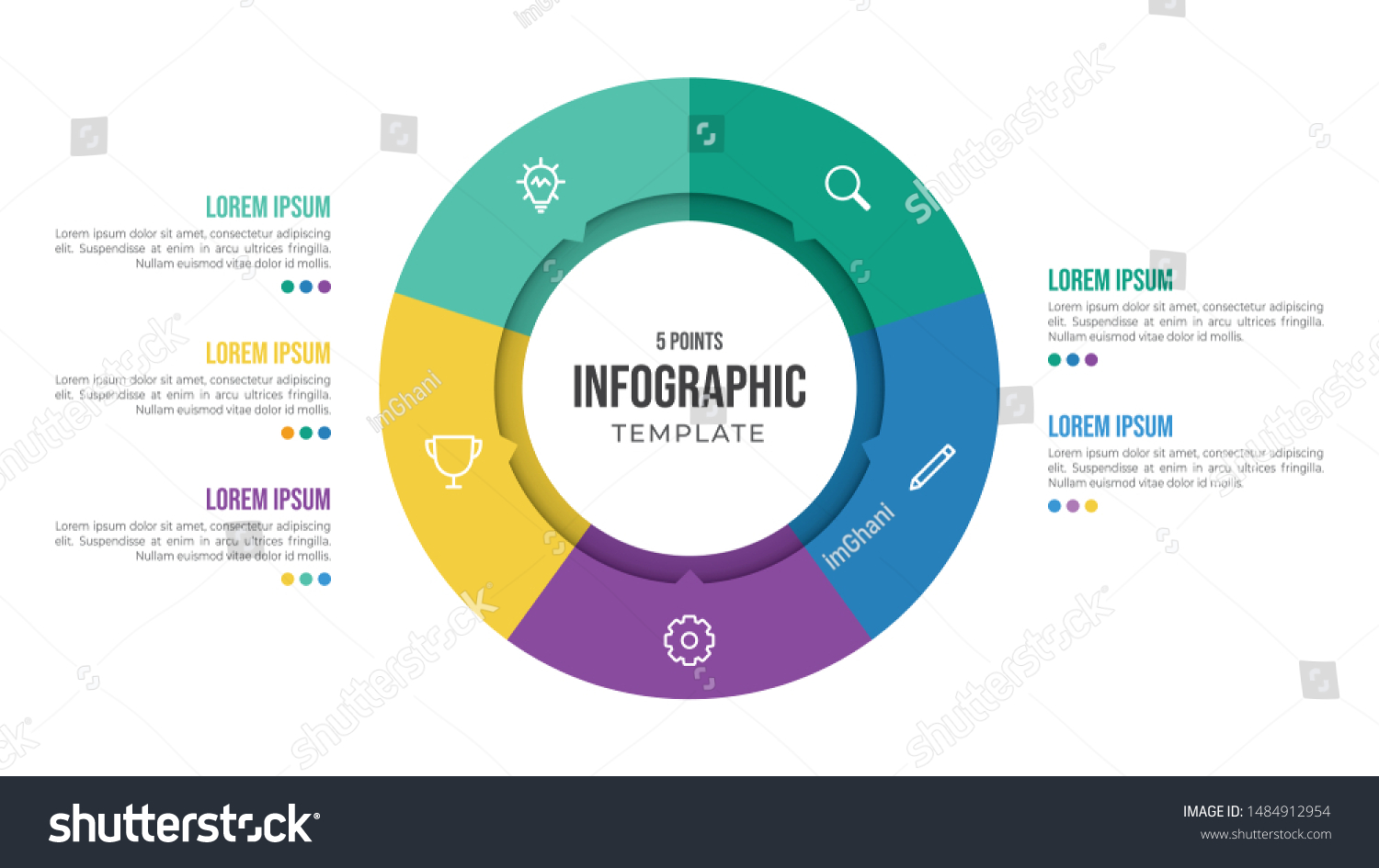 5 Points Circular Infographic Element Template Stock Vector (Royalty ...