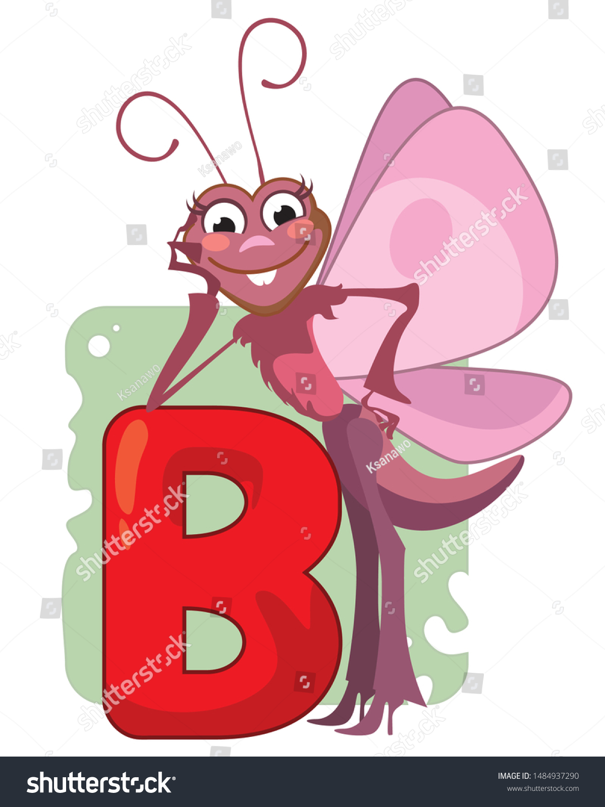 B Letter Alphabet Funny Butterfly Vector Stock Vector (Royalty Free ...