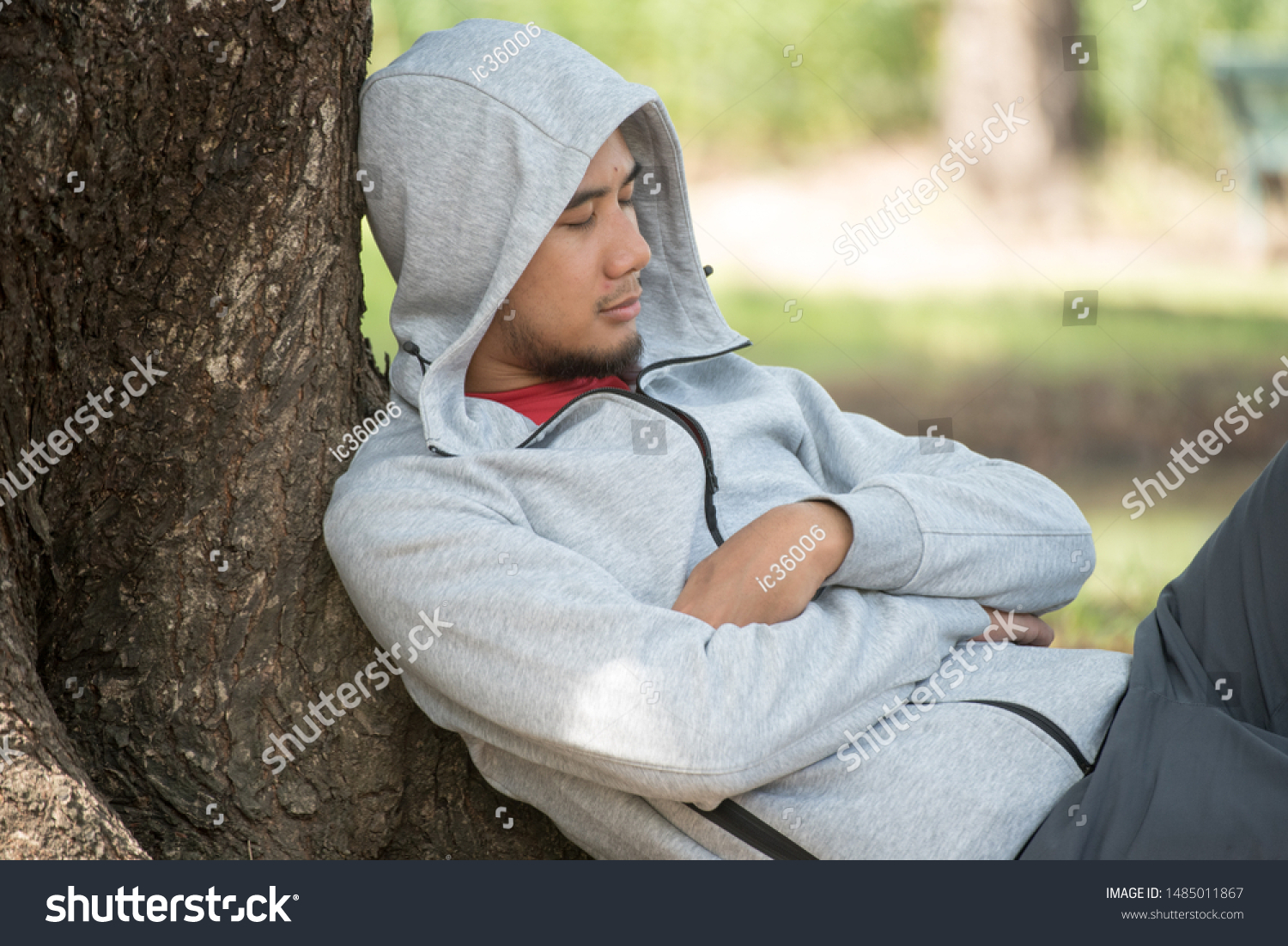 Asian Man Sleeping Under Tree After Stock Photo 1485011867 | Shutterstock