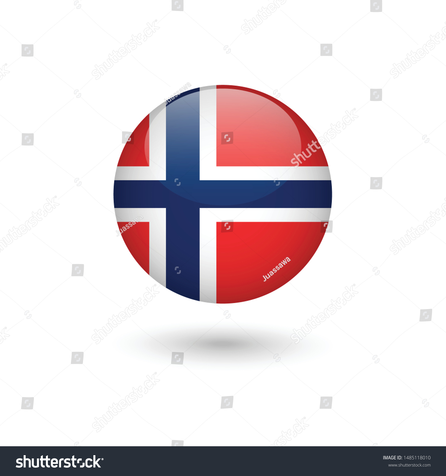 Norway Flag Round Glossy Button Vector Stock Vector (Royalty Free ...