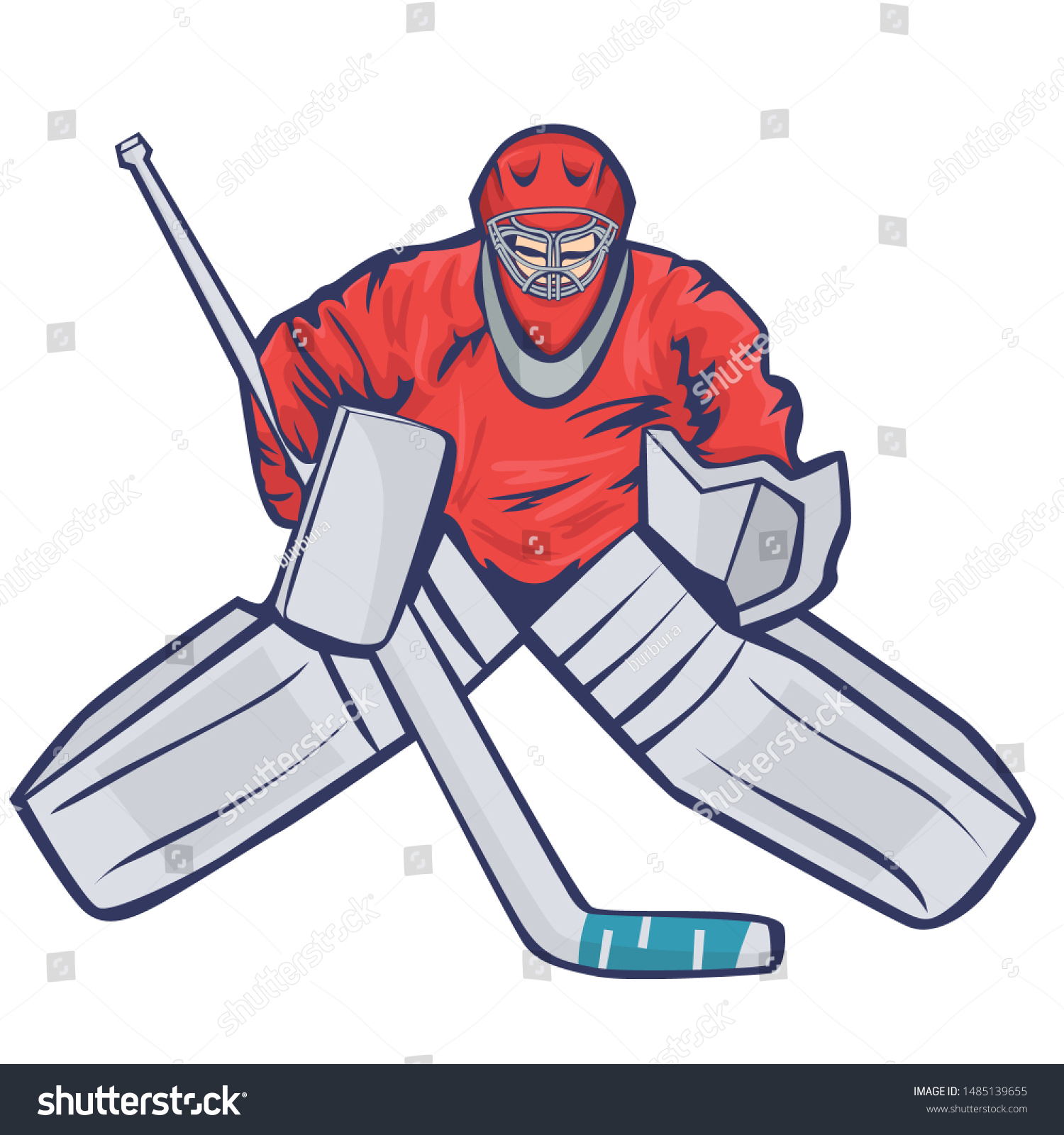 Hockey Goalkeeper Isolated On White Background Stock Vector (Royalty ...