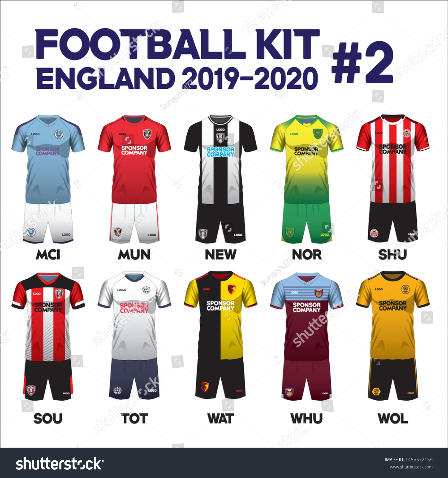 English Football League Kits Season 20192020 Stock Vector (Royalty Free ...