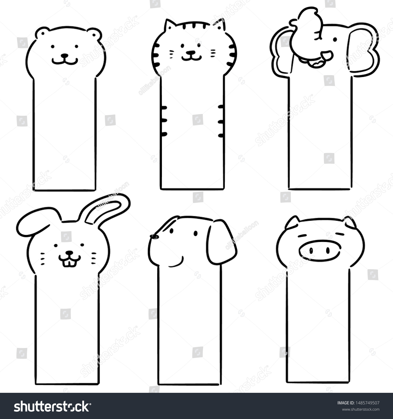 Vector Set Animal Bookmark Cartoon Stock Vector (Royalty Free ...