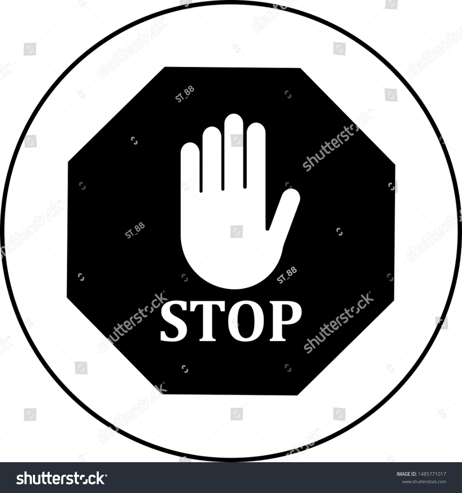 Black Stop Icon Vector Design Stock Vector (Royalty Free) 1485771017 ...