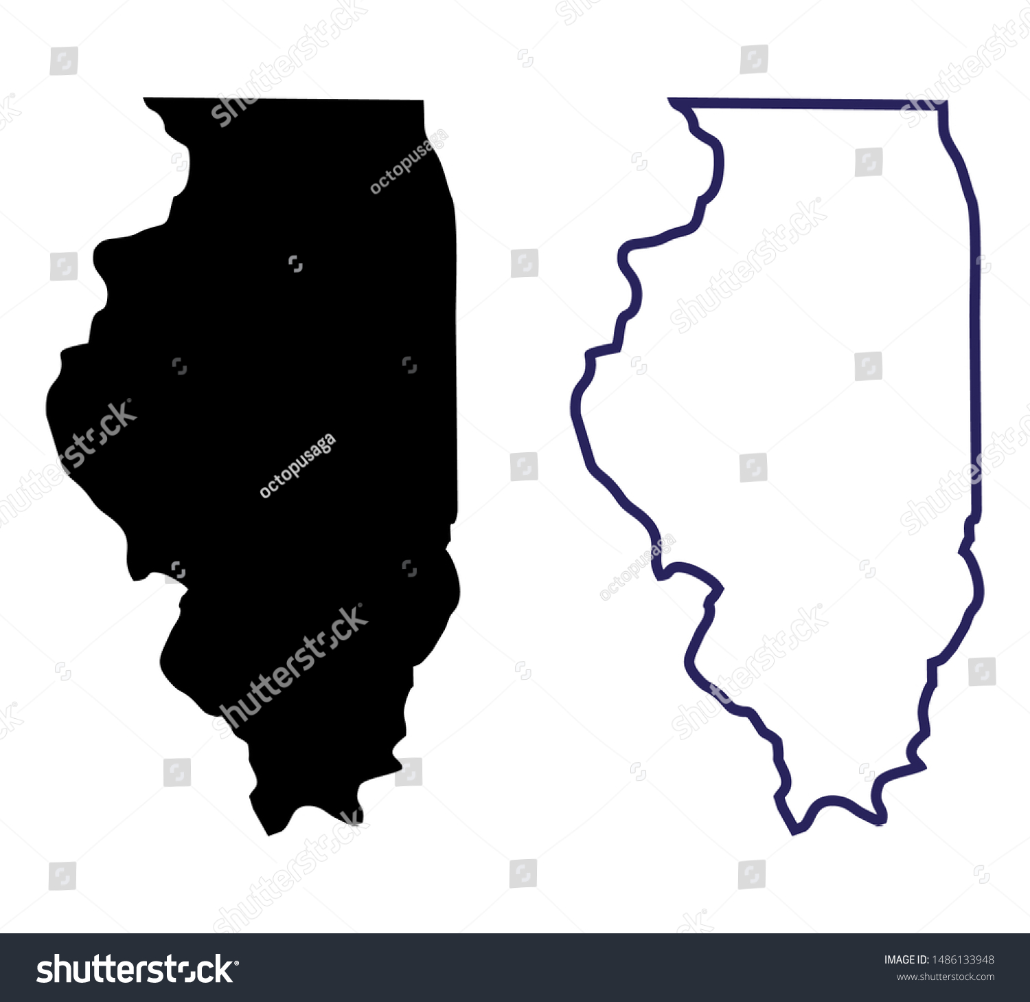 Illinois State Usa Blank Map Vector Stock Vector (Royalty Free ...