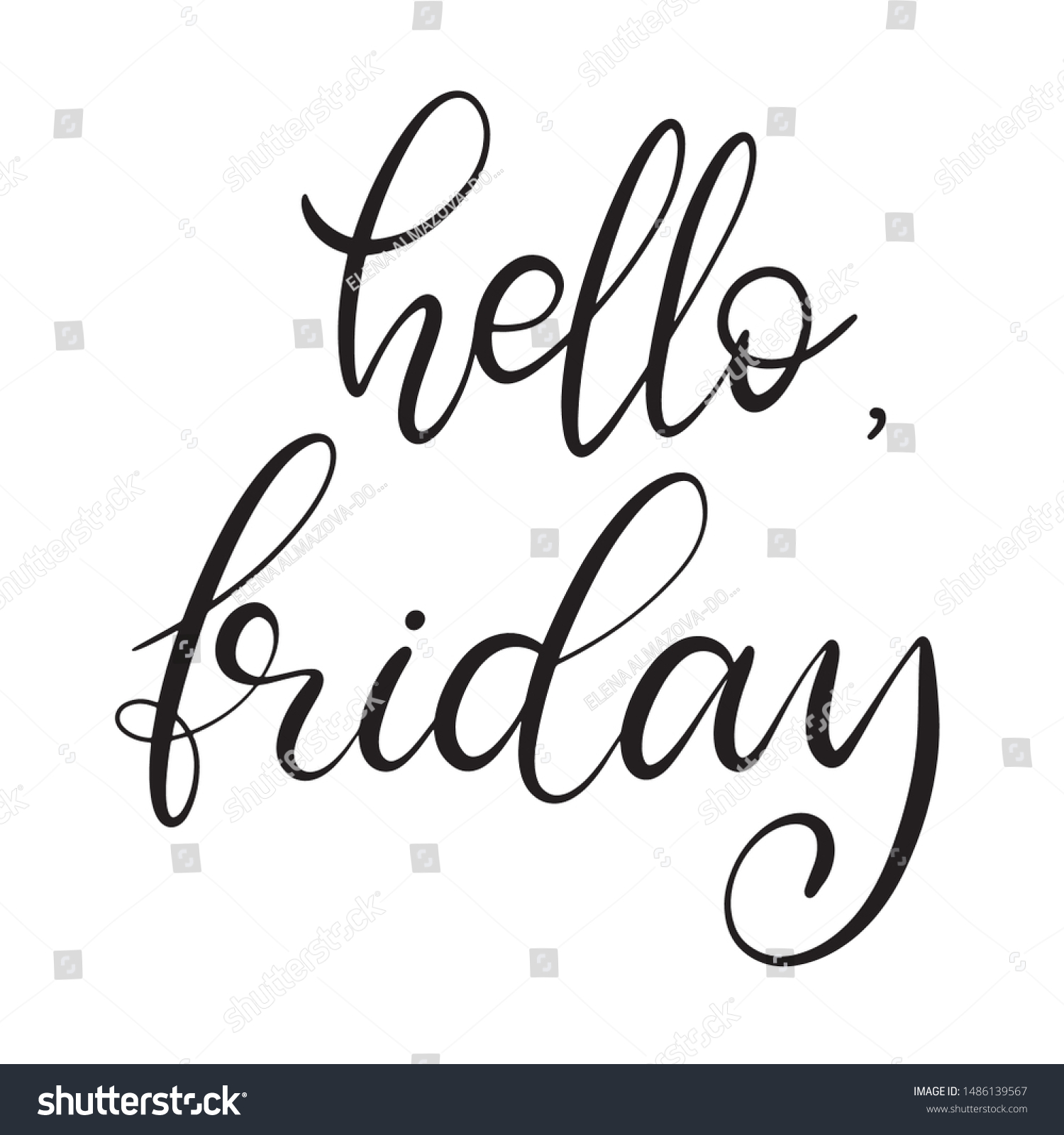 Hello Friday Black White Lettering Vector Stock Vector (Royalty Free ...