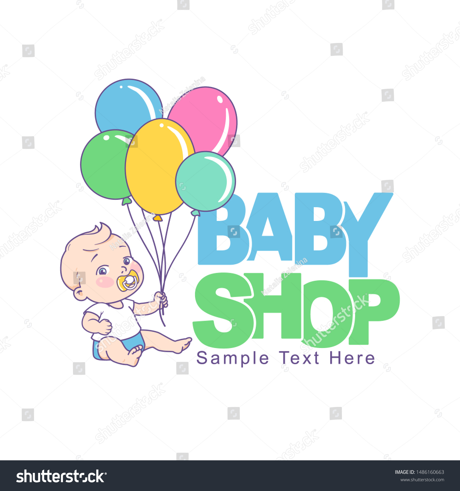 Little Baby Hold Bundle Air Balloon Stock Vector (Royalty Free ...