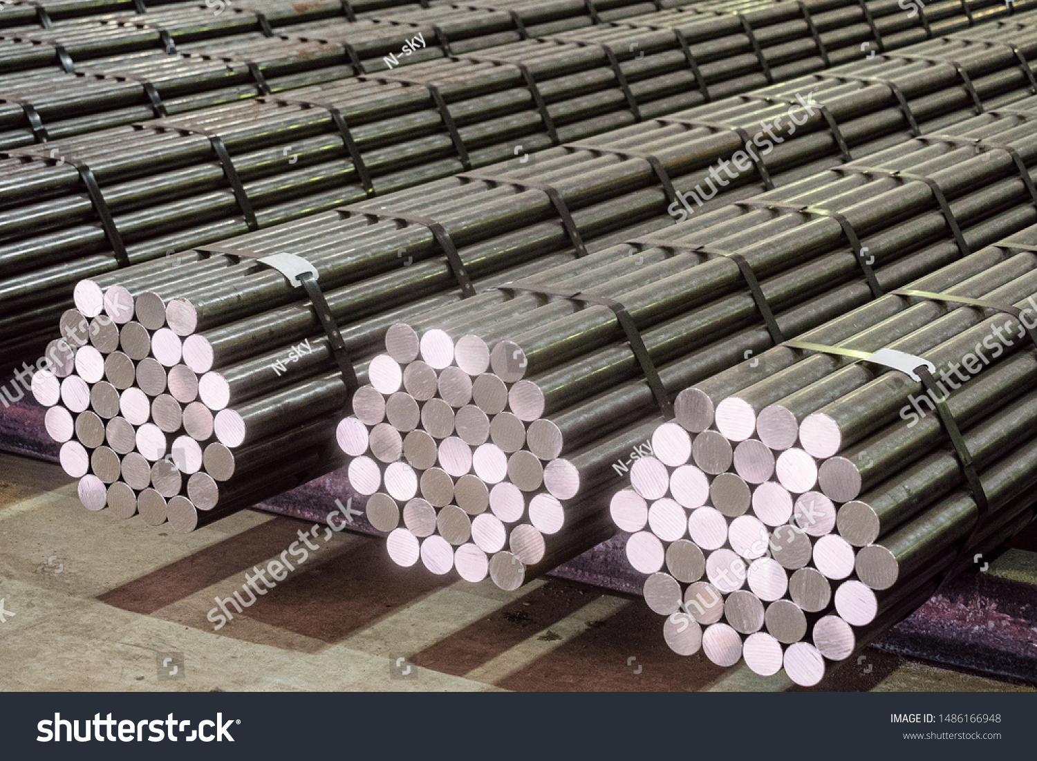 Round Steel Section Rolling Profile Stacked Stock Photo 1486166948 ...