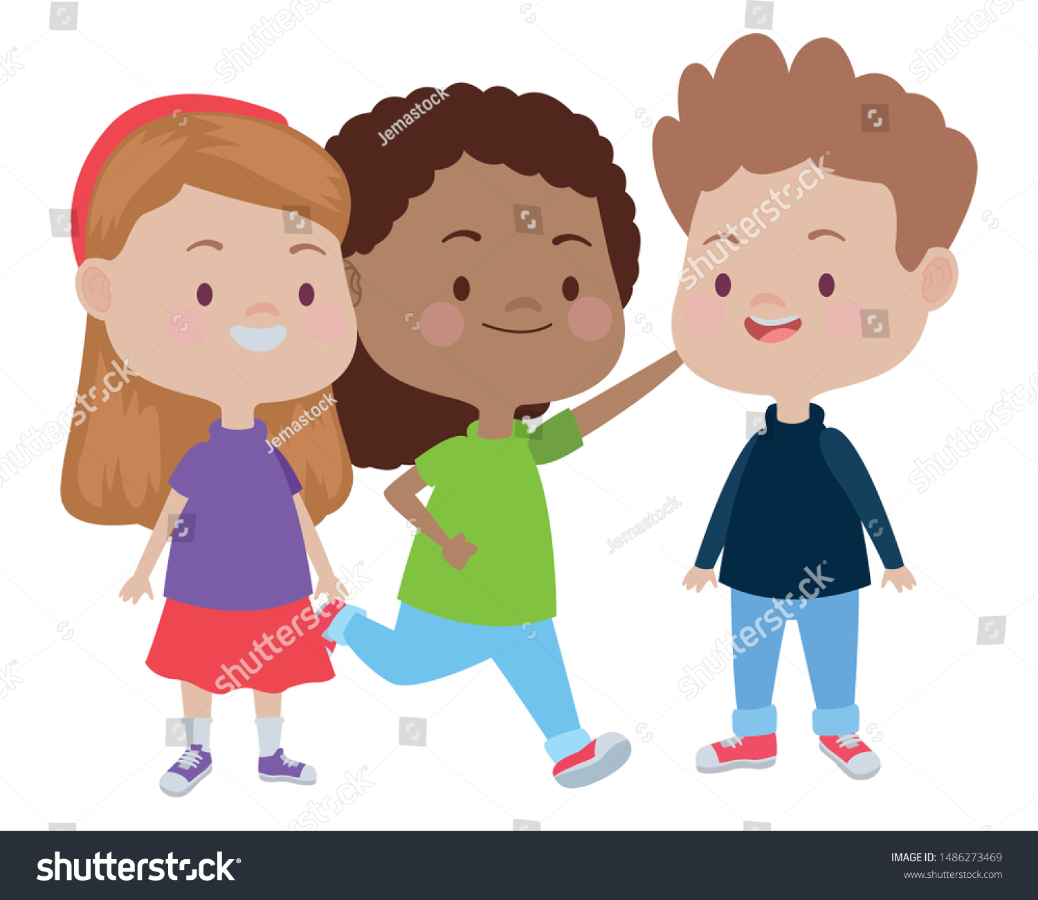 Happy Kids Smiling Playing Friends Cartoon Stock Vector (Royalty Free ...