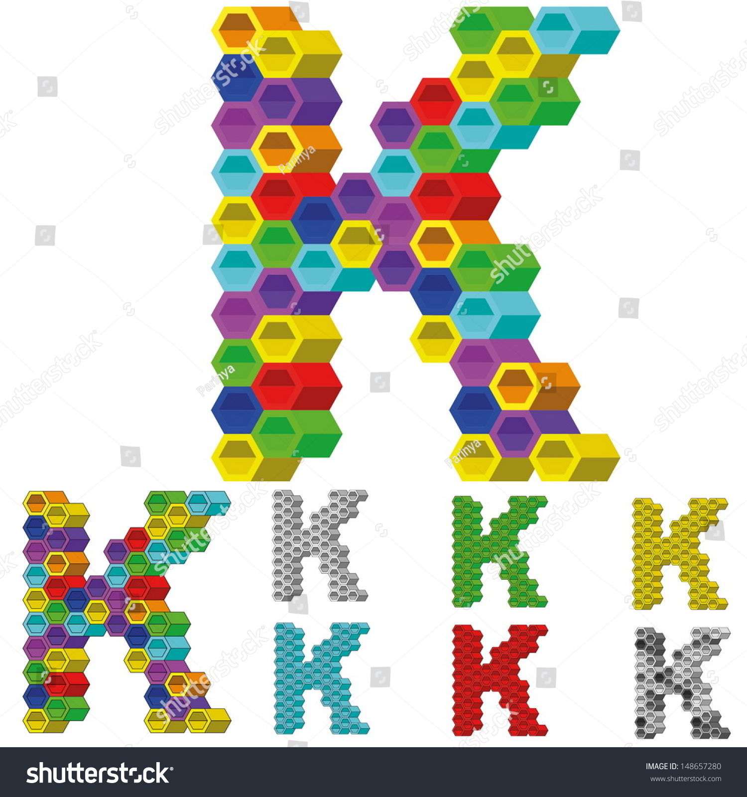 Hexagon Pattern 3d Vector Alphabet Stock Vector (Royalty Free ...