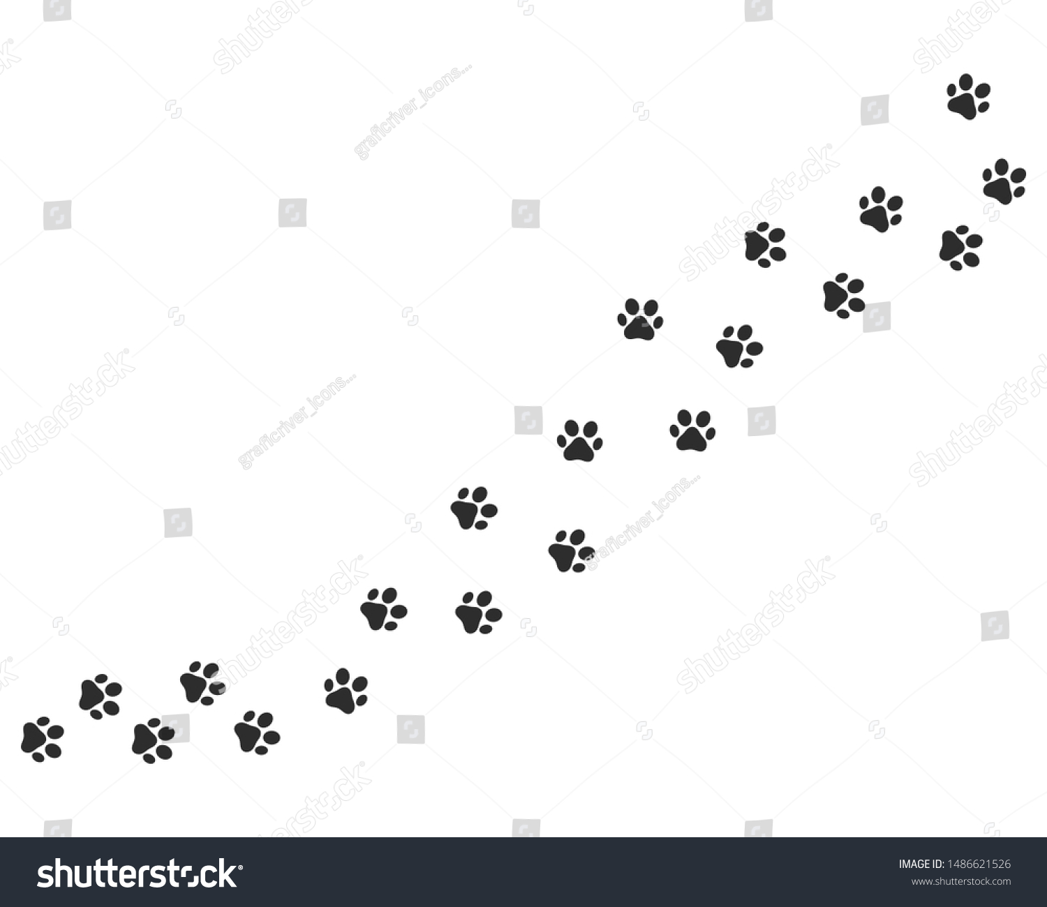 Paw Vector Foot Trail Print Cat Stock Vector (Royalty Free) 1486621526 ...