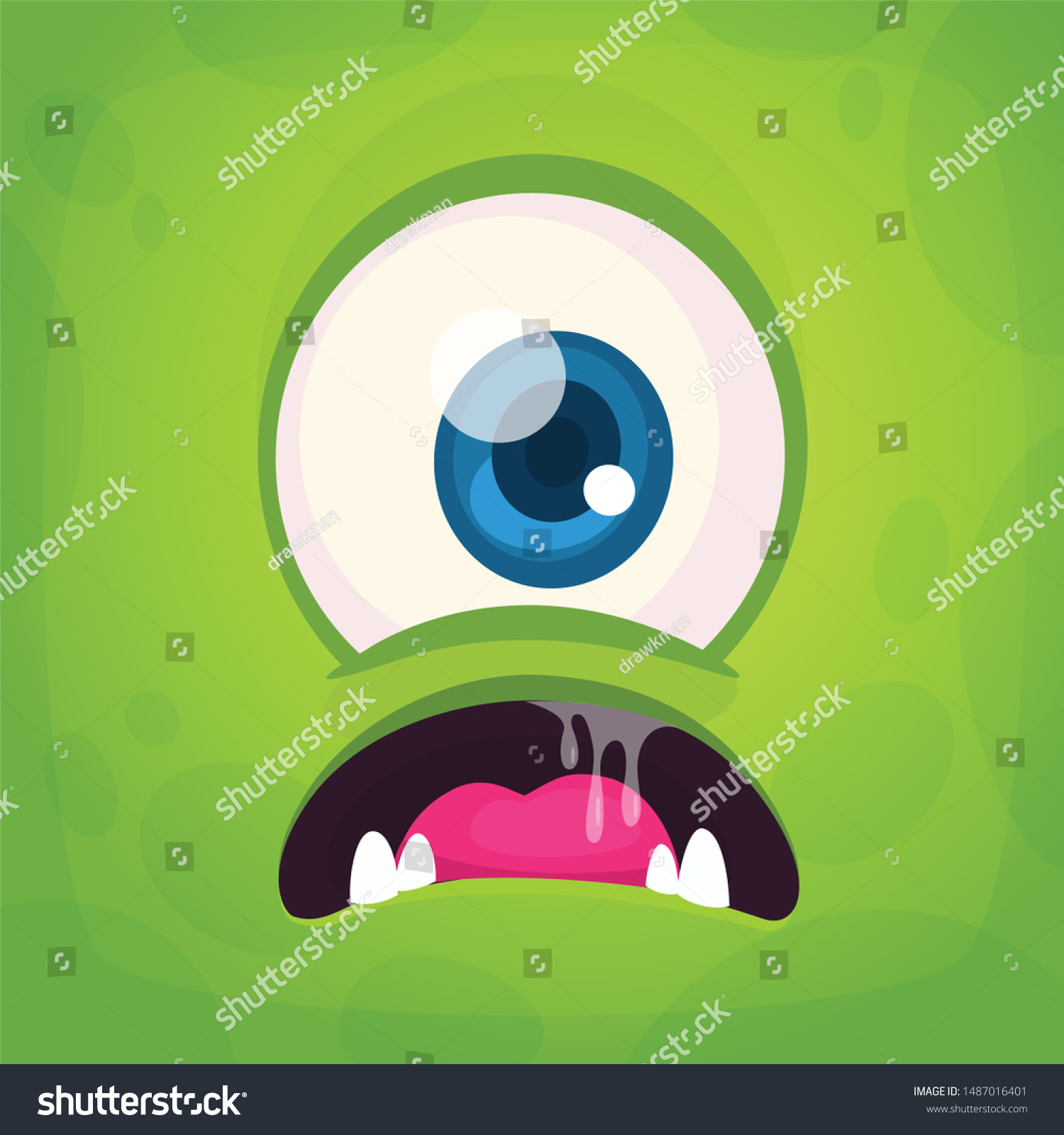 Scary Cartoon Alienr Face Cyclops One Stock Vector (Royalty Free ...