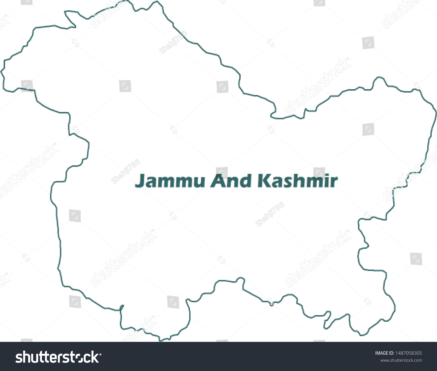 Jammu Kashmir Outline Map Colibroty Boundary Stock Illustration Shutterstock