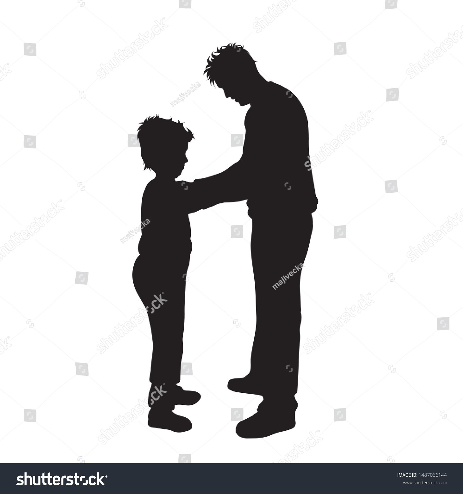 Vector Silhouette Father His Son On Stock Vector (Royalty Free ...