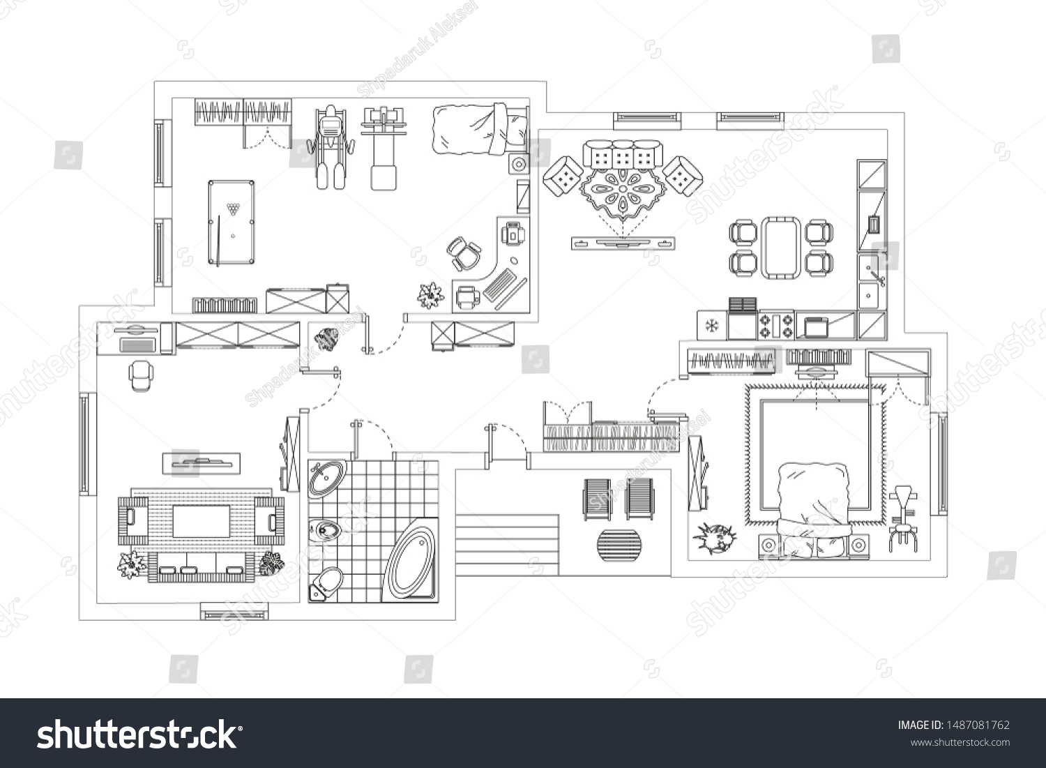 Vector Illustration Apartment Floor Plan Top Stock Vector (Royalty Free ...