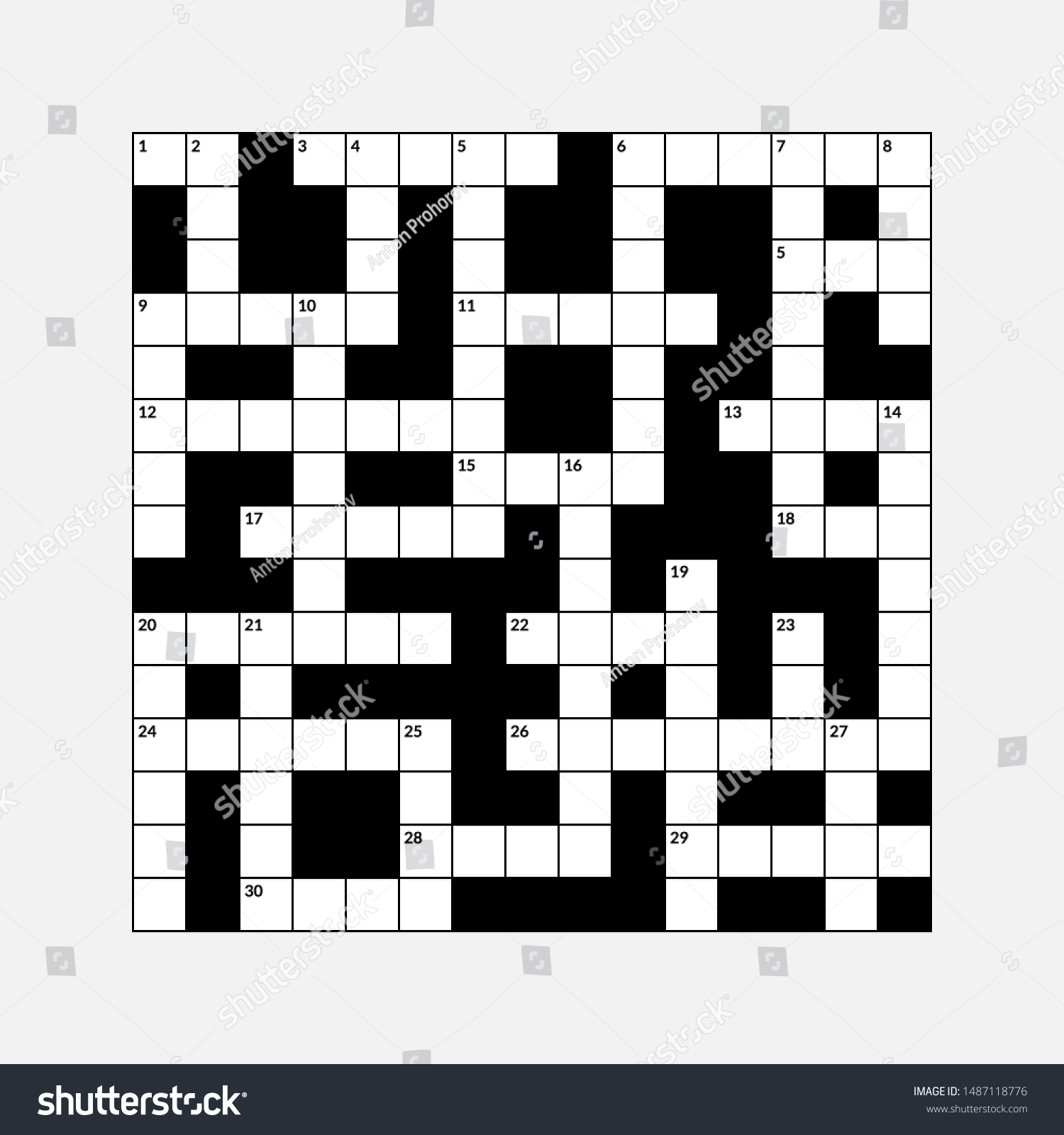 15x15 Crossword Puzzle Vector Illustration Empty Stock Vector (Royalty ...