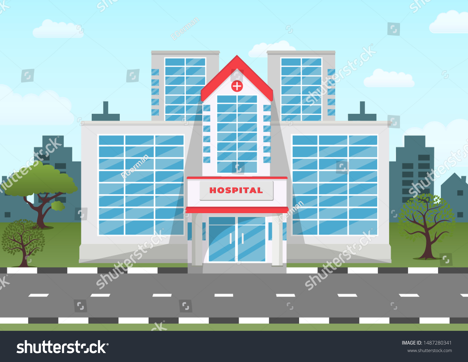 Medical Hospital Building City Landscape Urgency Stock Vector (Royalty ...